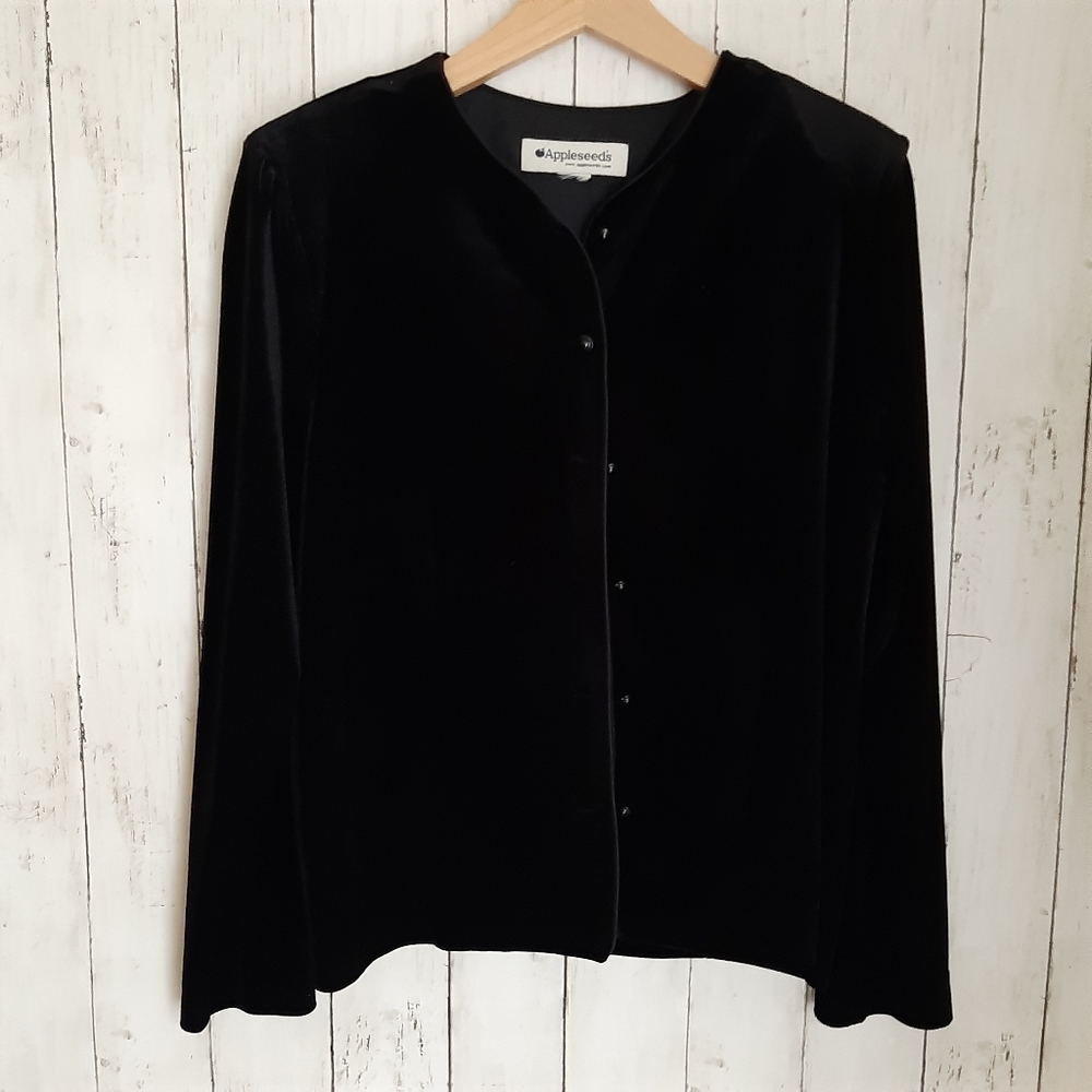 BLACK VELVET! Appleseed's black Velvet Blazer ☆ - Picture 4 of 9